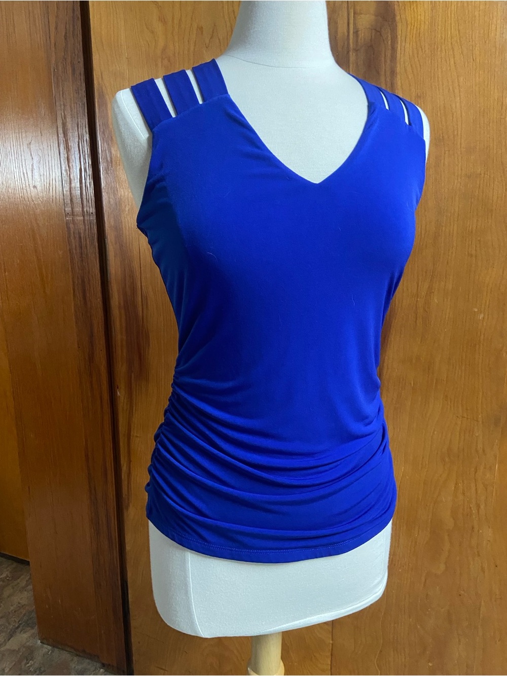 INC International Concepts V-Neck Ruched Tank Top - Royal Blue